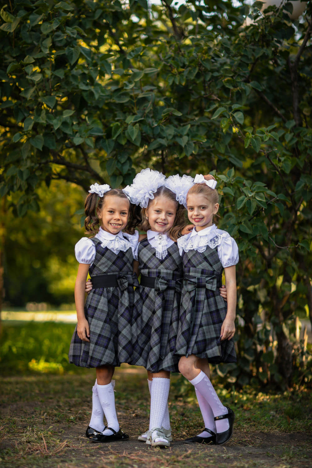 Three girls in school uniform